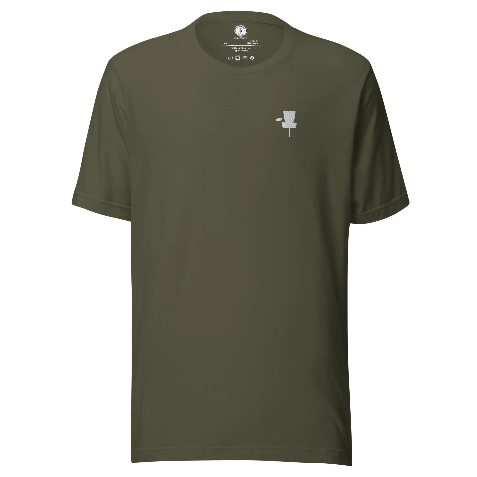 Disc Golf Basket Embroidered T-shirt | Minimalist Disc Golf Shirt  